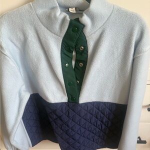 J. Crew Light Blue, Navy & Green Teddy Jacket